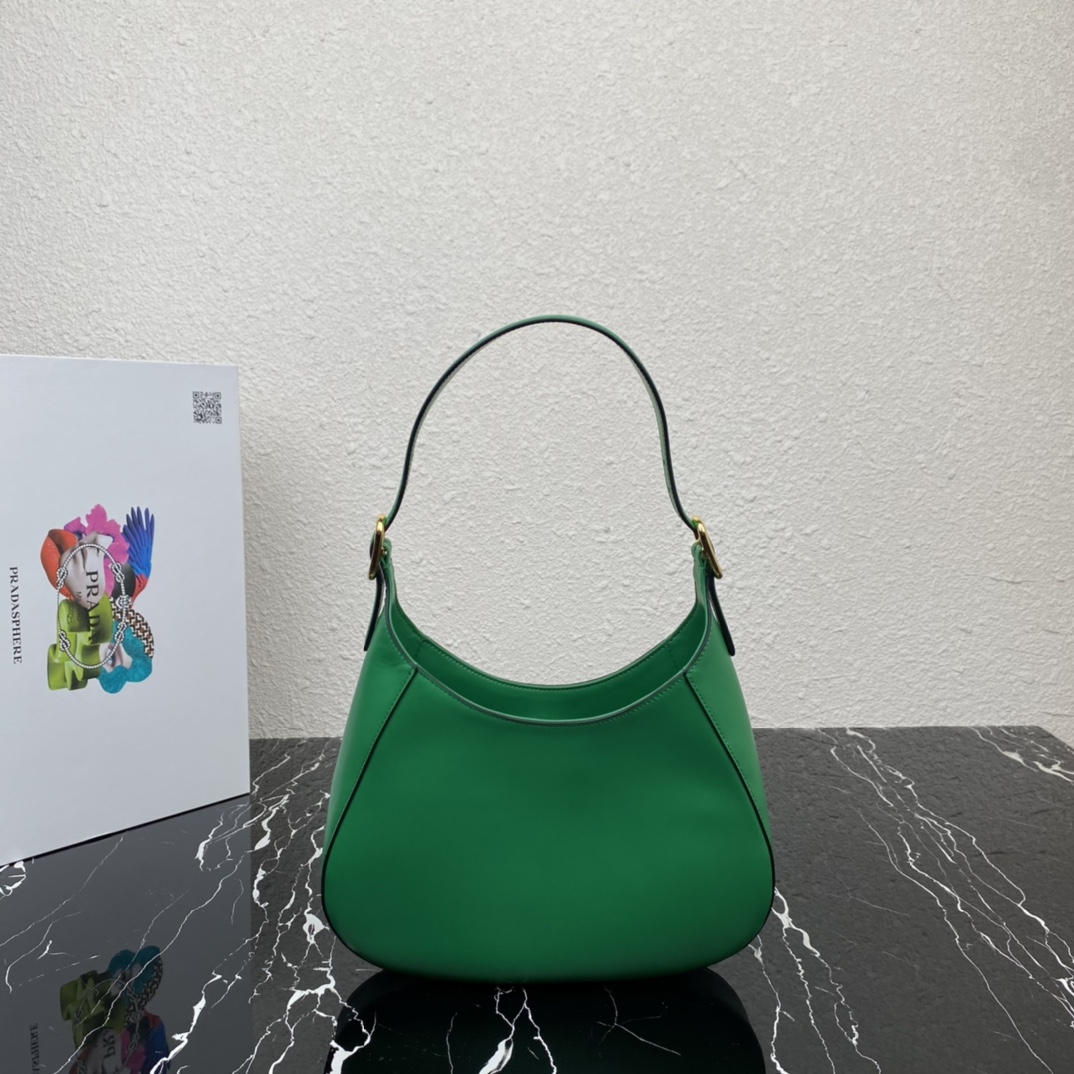 Prada Soft Leather Armpit Bag Handbag Shoulder Bag Green 1BC179